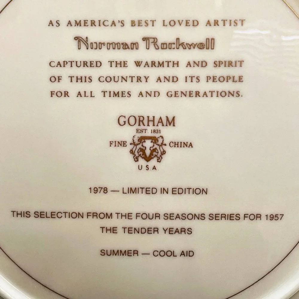 1978 Gorham Norman Rockwell Decorative Plate - 'Cool Aid' - Picture 5 of 6